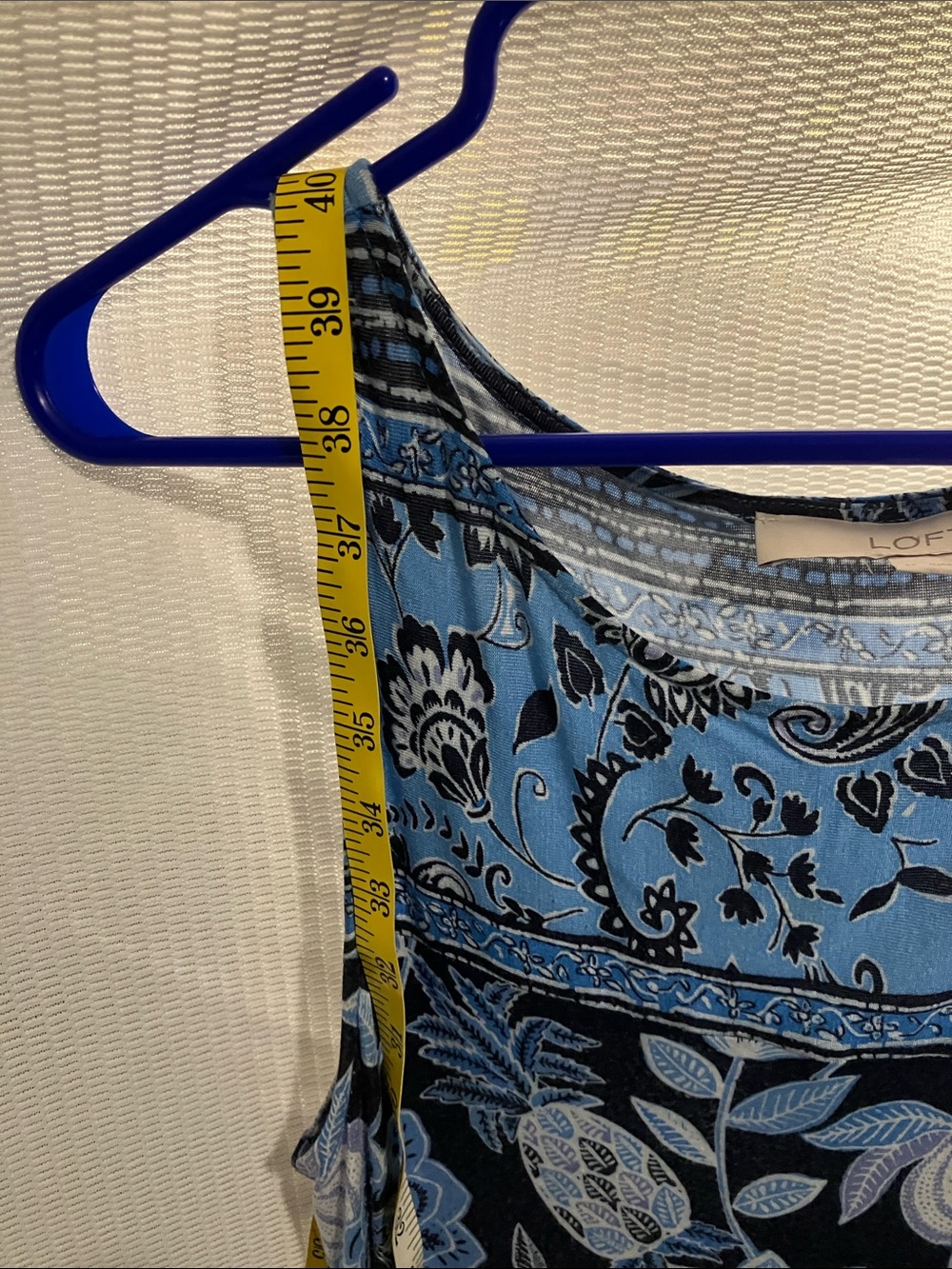 LOFT Navy and Light Blue Floral Midi Dress - Picture 6 of 9